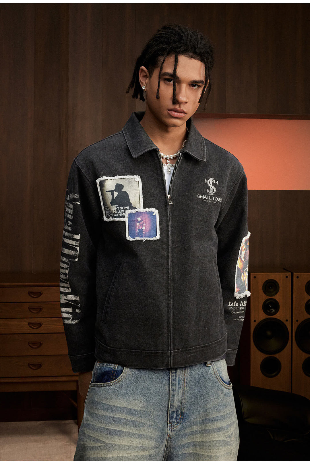 Small Town Kid Music Patch Washed Canvas Work Jacket | Face 3 Face