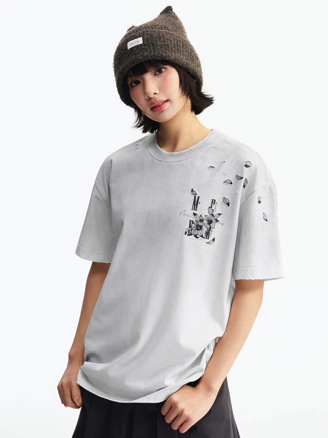 MEDM Washed Distressed Lily Logo Short Sleeve Tee | Face 3 Face