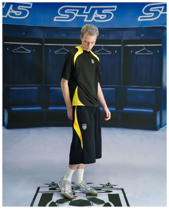 S45 Contrast Patchwork No 9 Short Sleeve Soccer Jersey | Face 3 Face