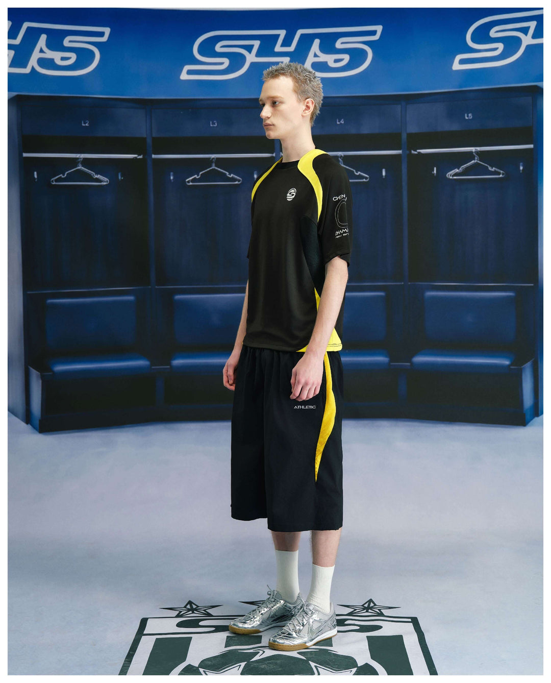 S45 Yellow Color Block Nylon Soccer Shorts | Face 3 Face