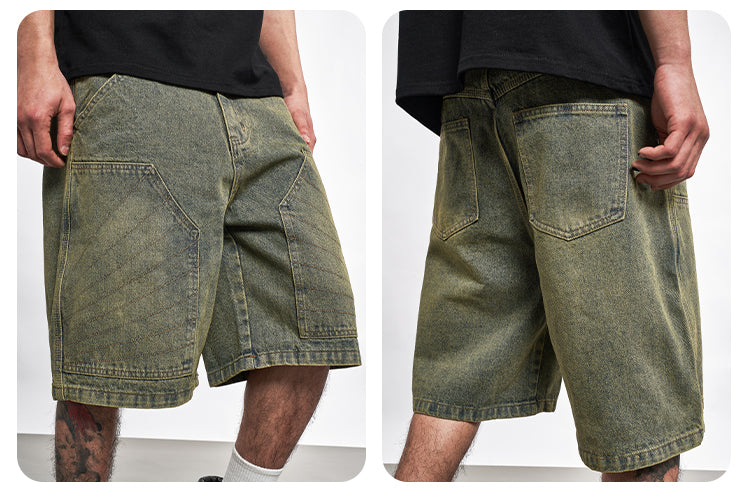 F3F Select Double Knee Line Stitch Denim Shorts | Face 3 Face