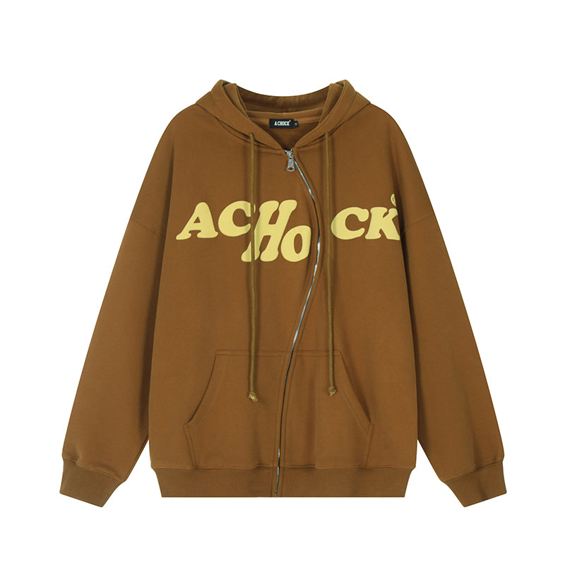 Achock S Zipper Logo Bubble Print Hoodie