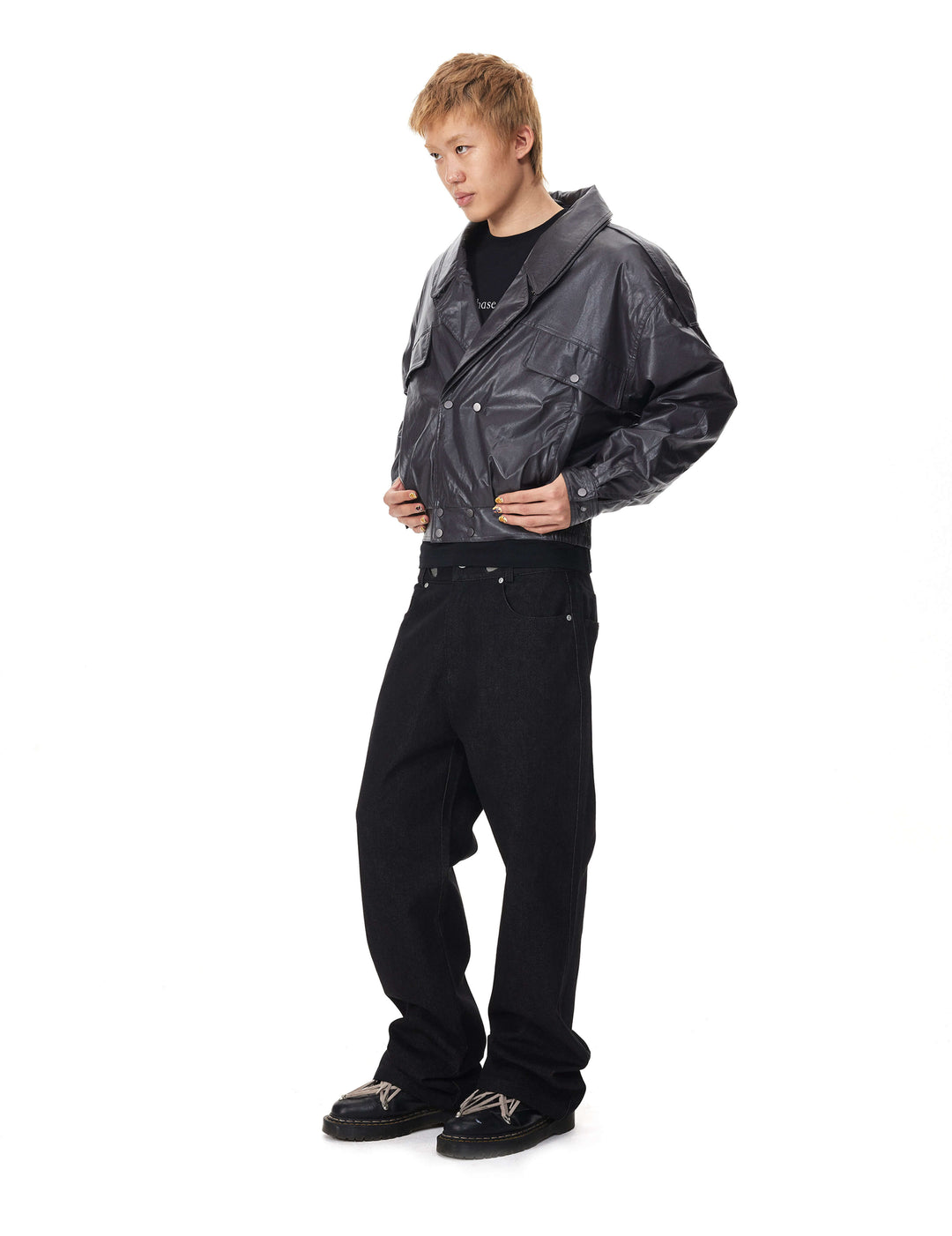 EVILKNIGHT(EK) Double Layer Collar PU Leather Jacket | Face 3 Face