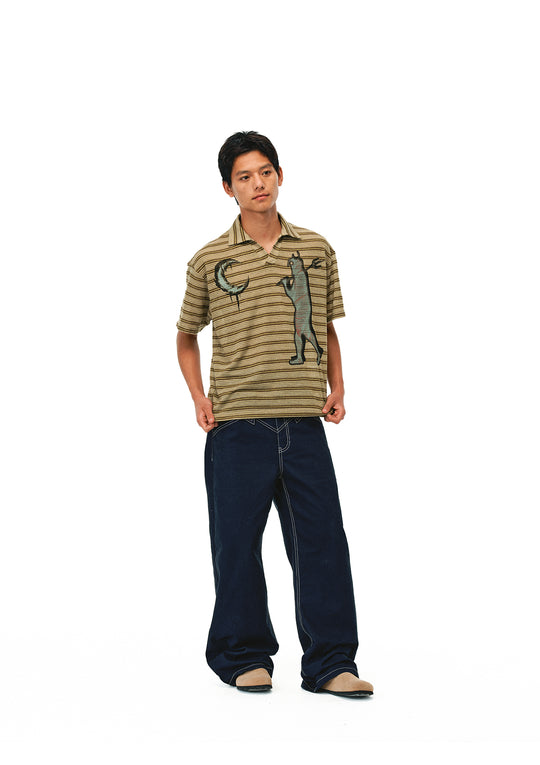 EVILKNIGHT(EK) Striped Graffiti Print Polo | Face 3 Face