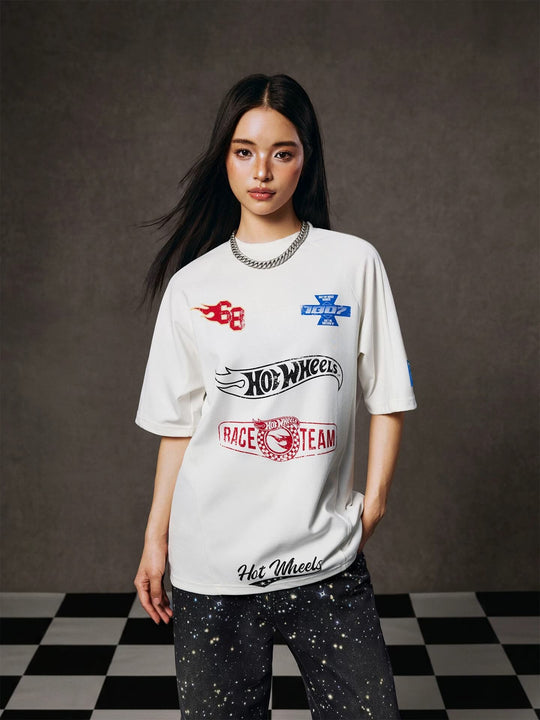 1807 Hot Wheels Racing Multi Logo Vintage Print Short Sleeve Tee
