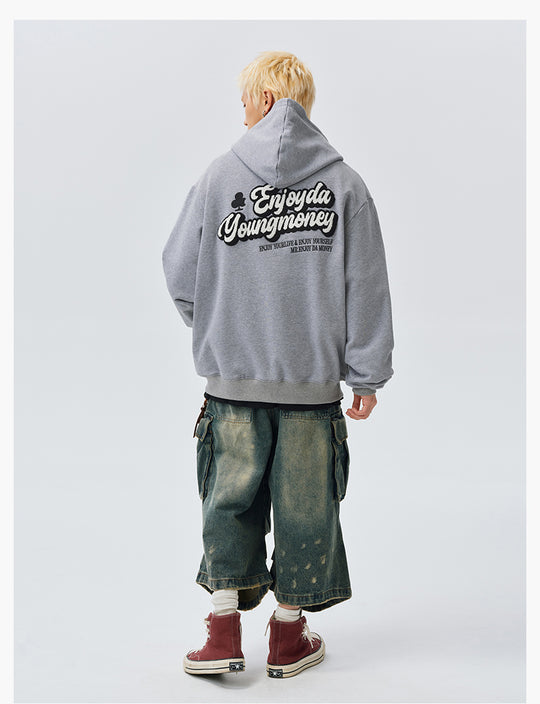 MEDM Towel Applique Embroidery Zip-Up Hoodie | Face 3 Face