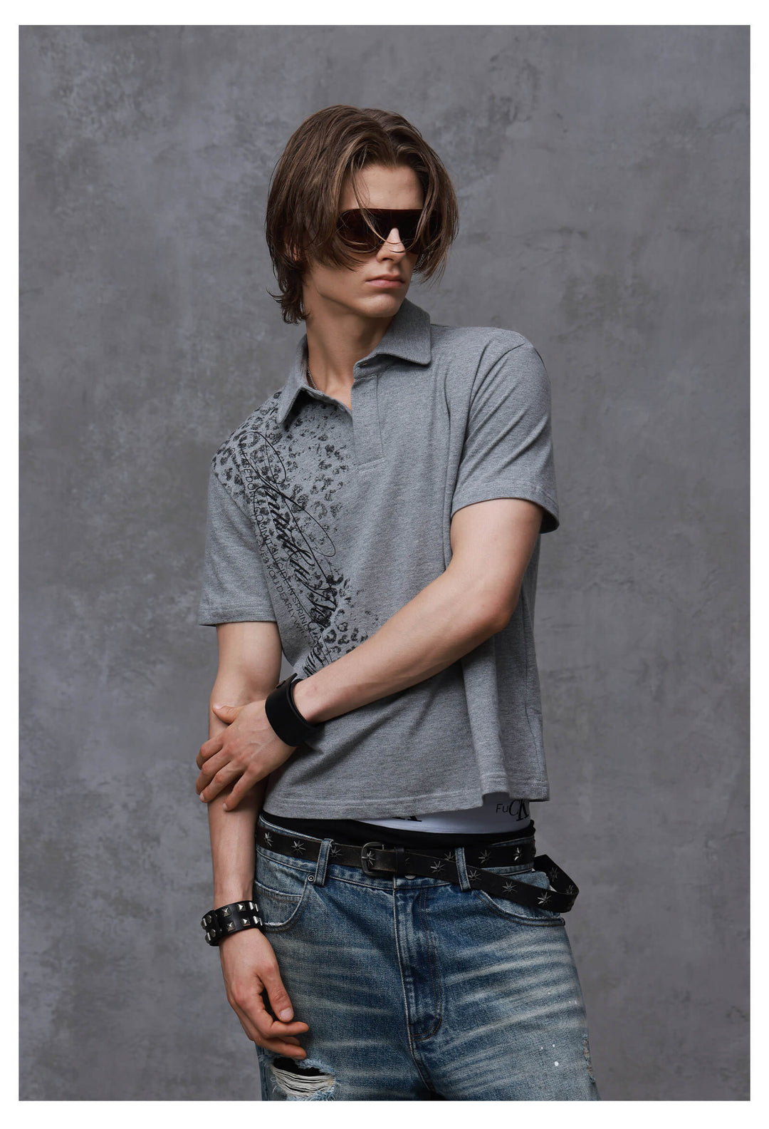 ANTIDOTE Faded Leopard Print Short Sleeve Polo