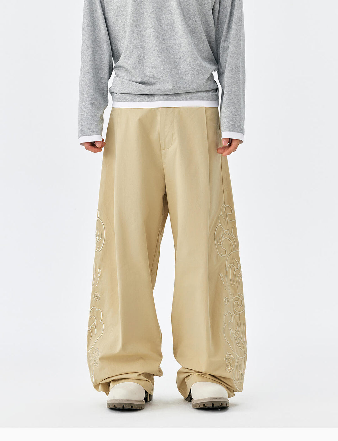 MEDM Side Seam 3D Embroidered Work Baggy Pants | Face 3 Face