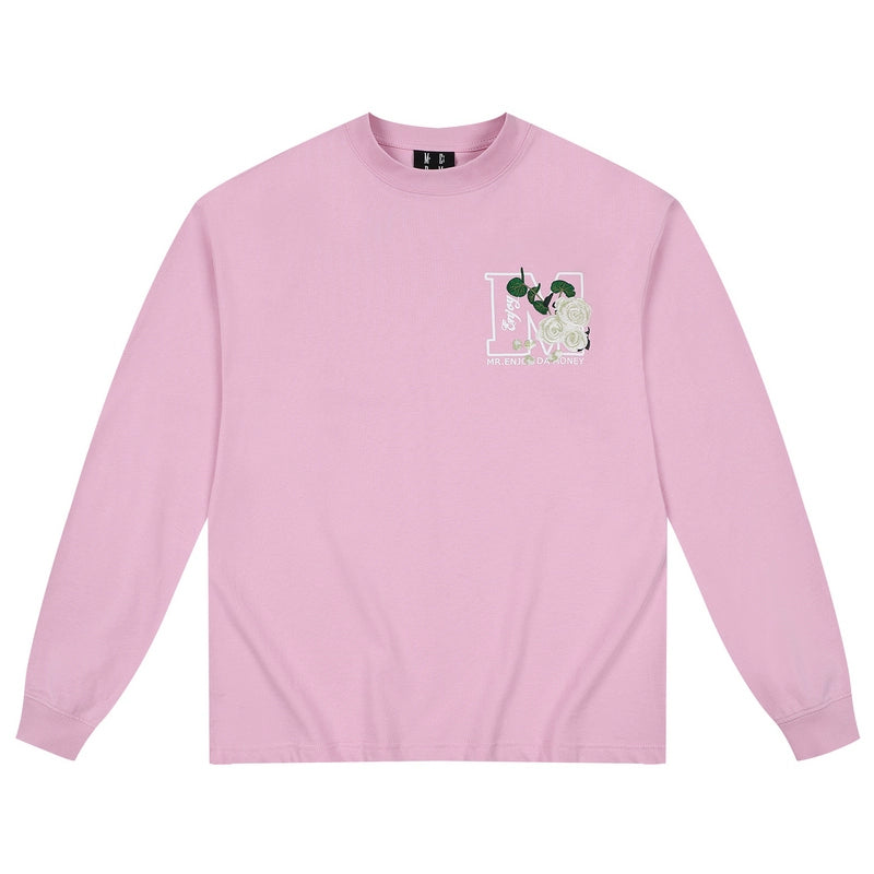 MEDM Big M Flower Embroidered Long Sleeve Tee | Face 3 Face