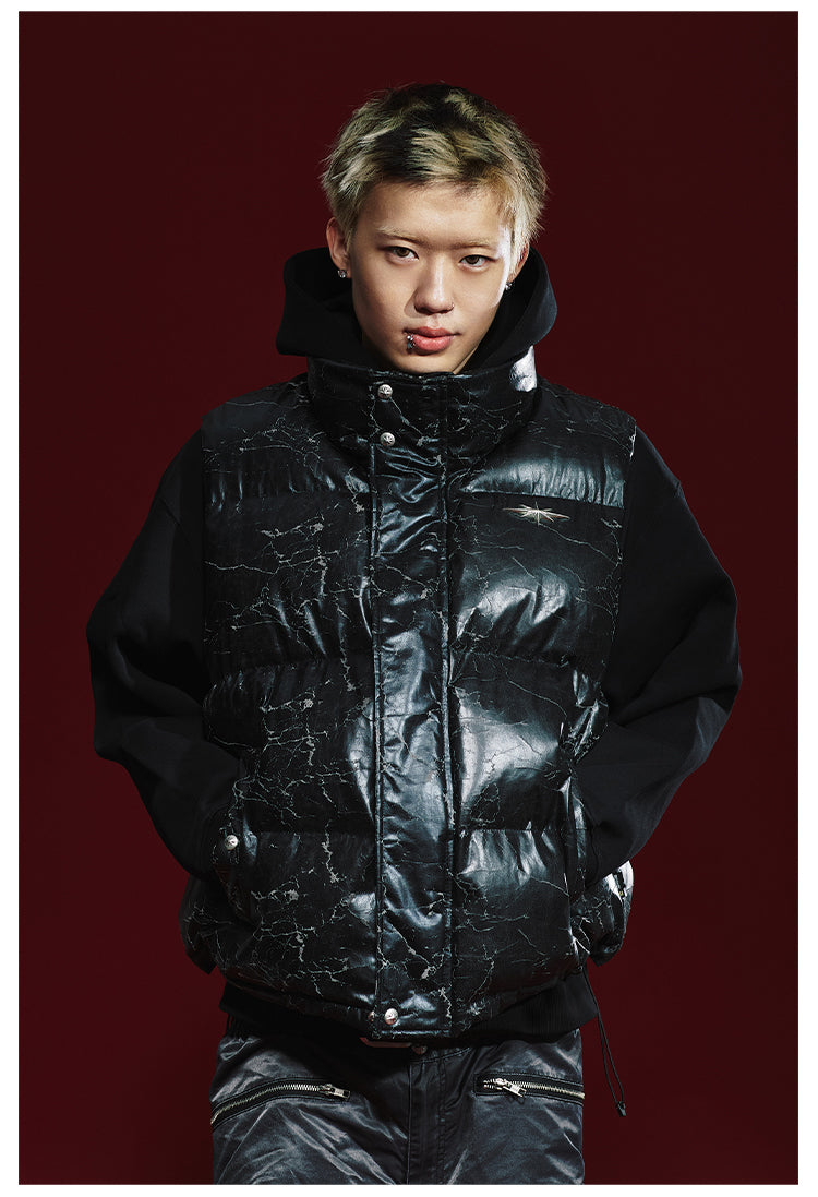 Remedy Cracked Design Puffer Vest | Face 3 Face