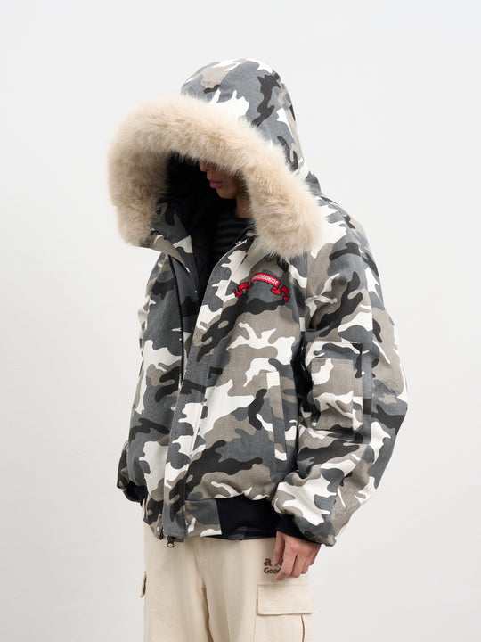 AFGK Fur Hooded Camouflage Military Jacket | Face 3 Face