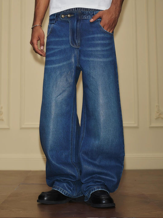 YADcrew PU Jelly Finish Washed Flared Denim Jeans | Face 3 Face
