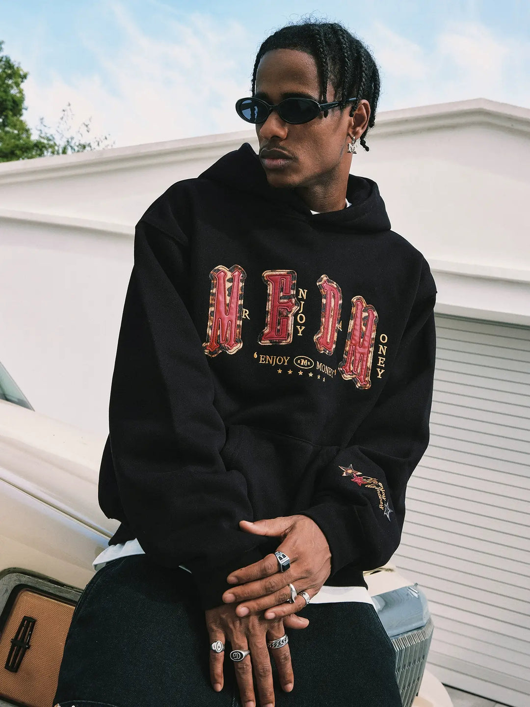 MEDM Animal Leather Logo Patch Hoodie | Face 3 Face