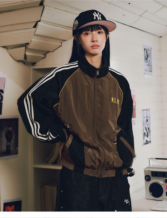 MEDM Leopard Print Color Block Track Jacket | Face 3 Face