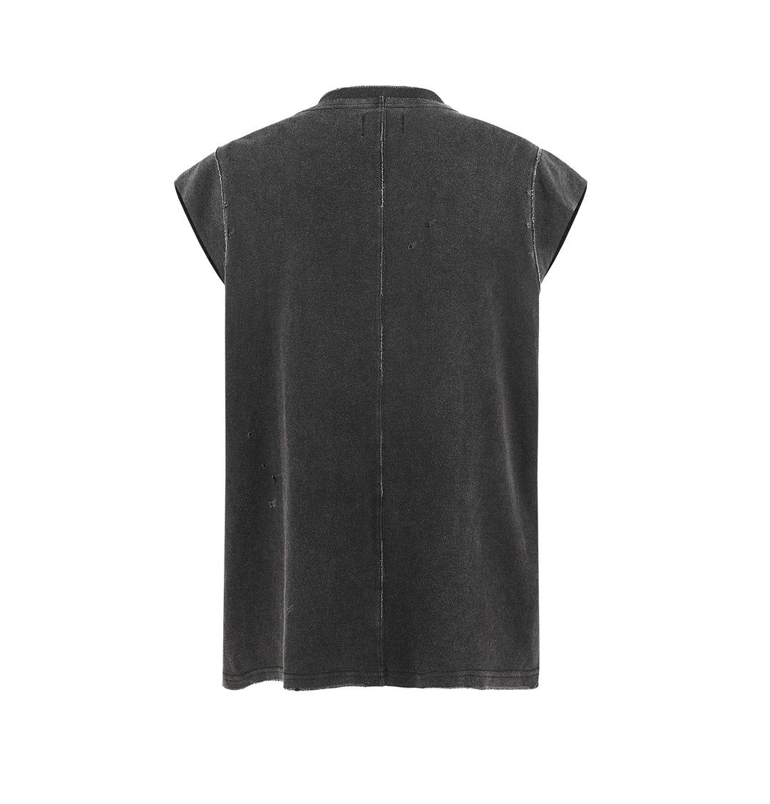 UNDERWATER Deconstructed Hand Damaged Sleeveless Tee Tank Top