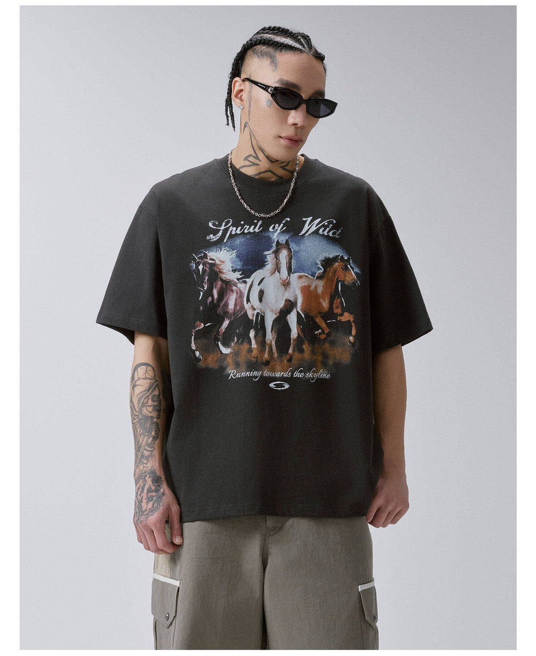 F2CE Galloping Horse Graphic Washed Short Sleeve Tee | Face 3 Face