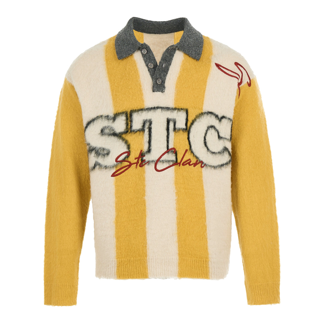 STEEPC Vertical Stripe Brushed Knit Polo Sweater | Face 3 Face