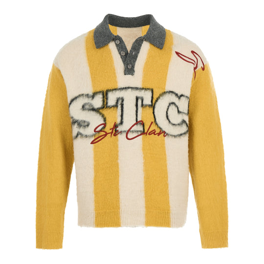 STEEPC Vertical Stripe Brushed Knit Polo Sweater | Face 3 Face