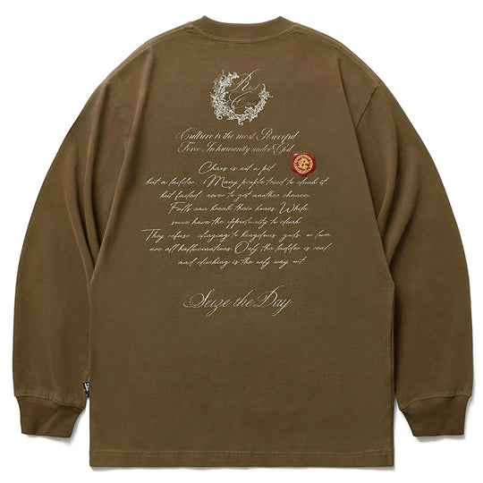 Remedy Wax Seal Handwritten Letter Print Long Sleeve Tee | Face 3 Face