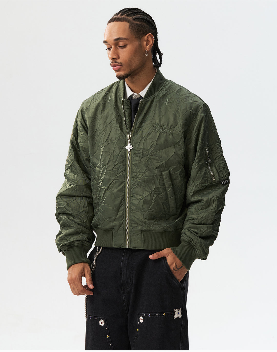 MEDM Crinkled Nylon MA-1 Bomber Jacket | Face 3 Face