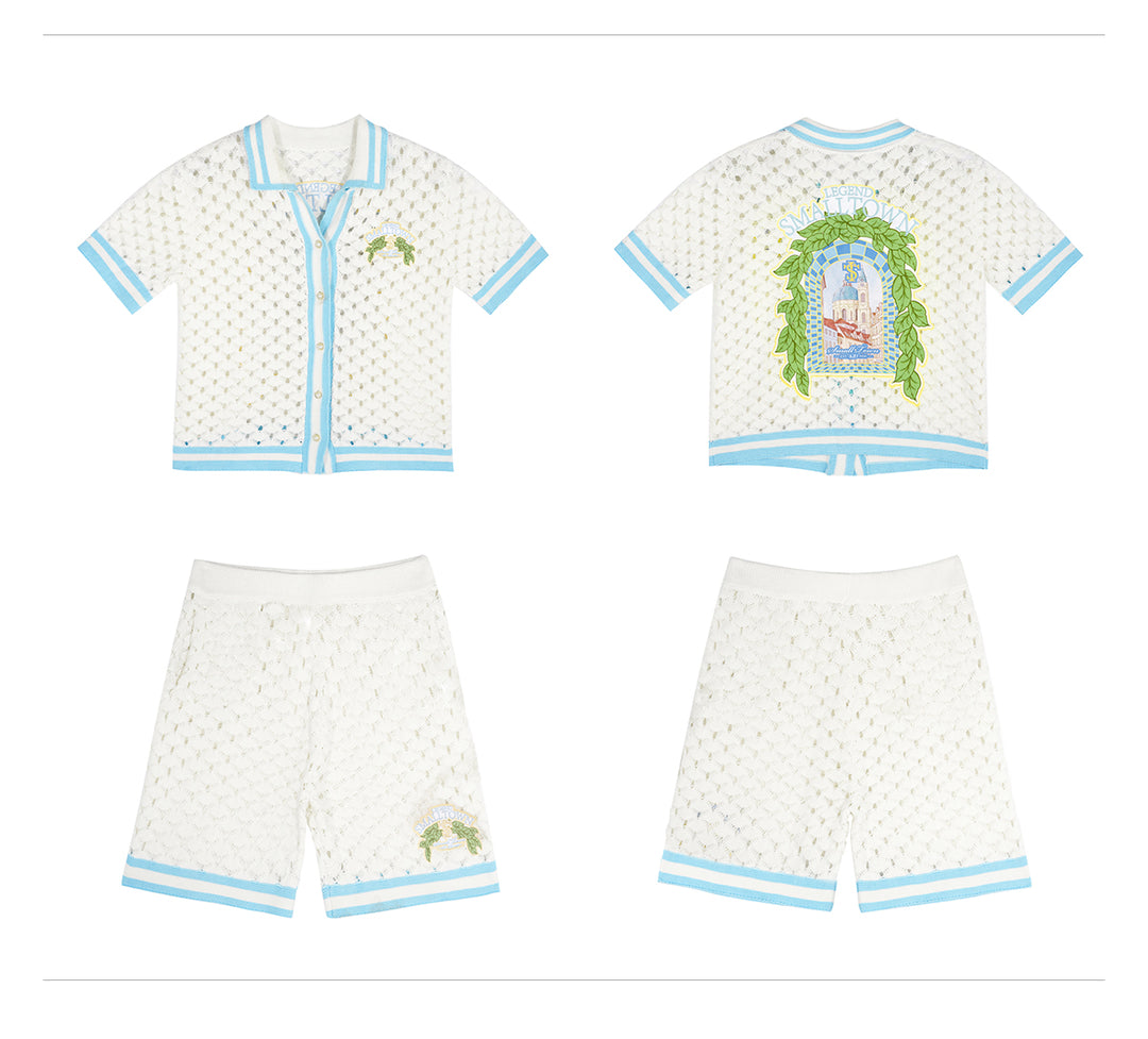 Small Town Kid Crochet-Knit Hawaiian Shirt Set | Face 3 Face