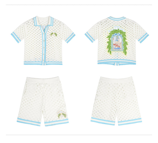 Small Town Kid Crochet-Knit Hawaiian Shirt Set | Face 3 Face