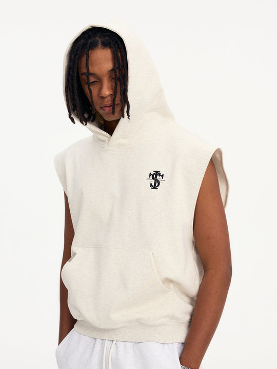 Small Town Kid Basic Embroidered Logo Sleeveless Hoodie | Face 3 Face