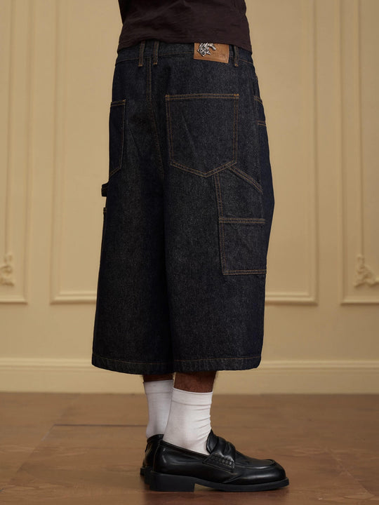 YADcrew Double Knee Denim Baggy Below Knee Shorts | Face 3 Face