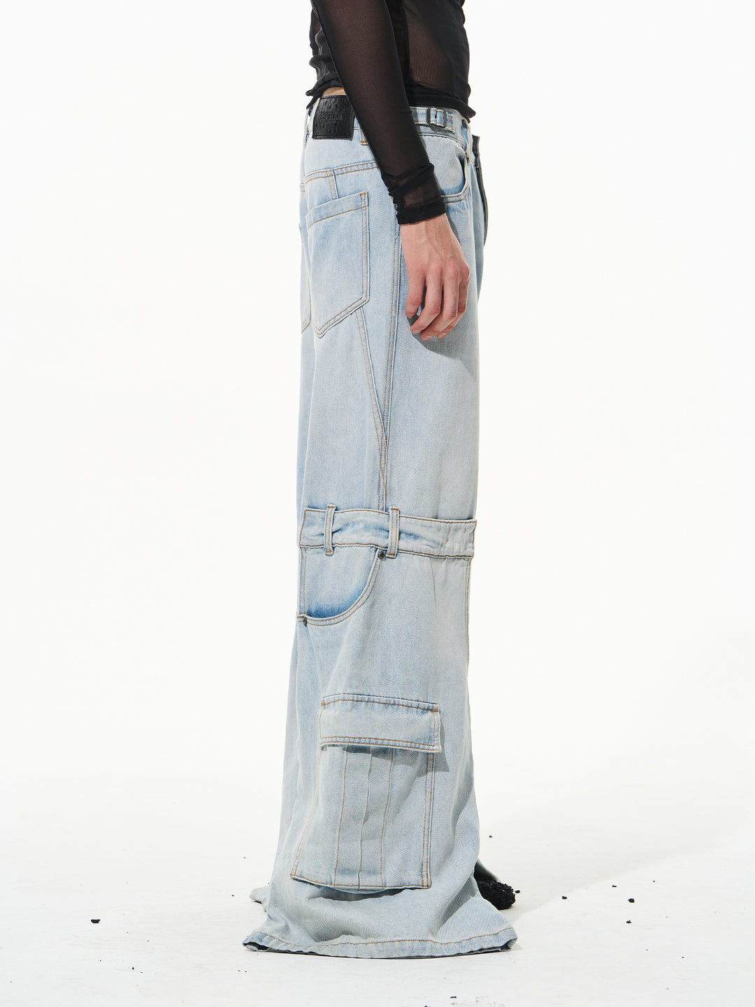 BLIND NO PLAN Reconstructed Work Pockets Washed Jeans | Face 3 Face