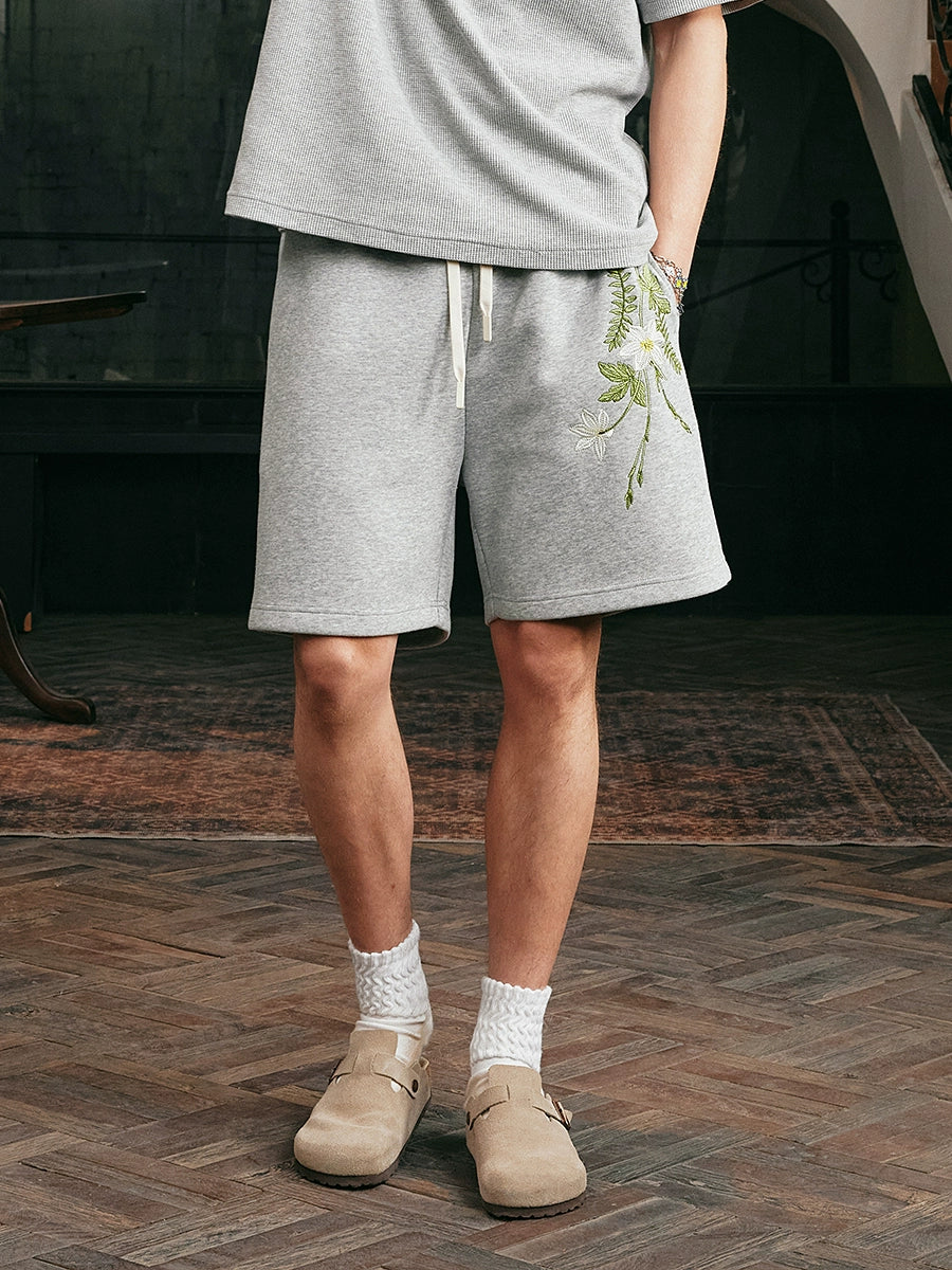 Harsh and Cruel Botanical Embroidered Sweat Shorts | Face 3 Face