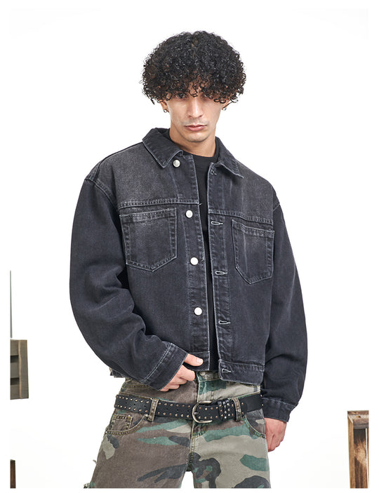 F3F Select Basic Washed Black Denim Jacket | Face 3 Face