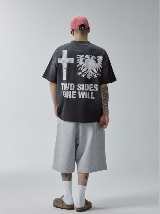 F2CE Washed Gradient Vintage Printed Tee | Face 3 Face