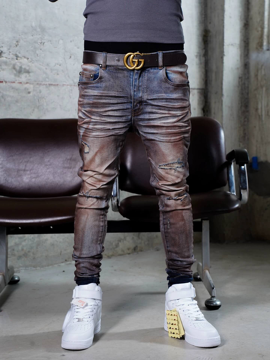 TGFCLUB Rust Washed Distressed Slim Fit Skinny Jeans | Face 3 Face