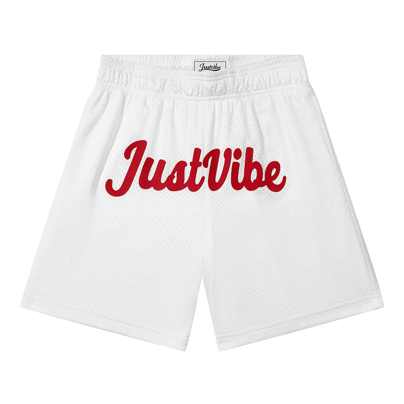 JUST VIBE Basic Logo Printed Mesh Basketball Shorts | Face 3 Face