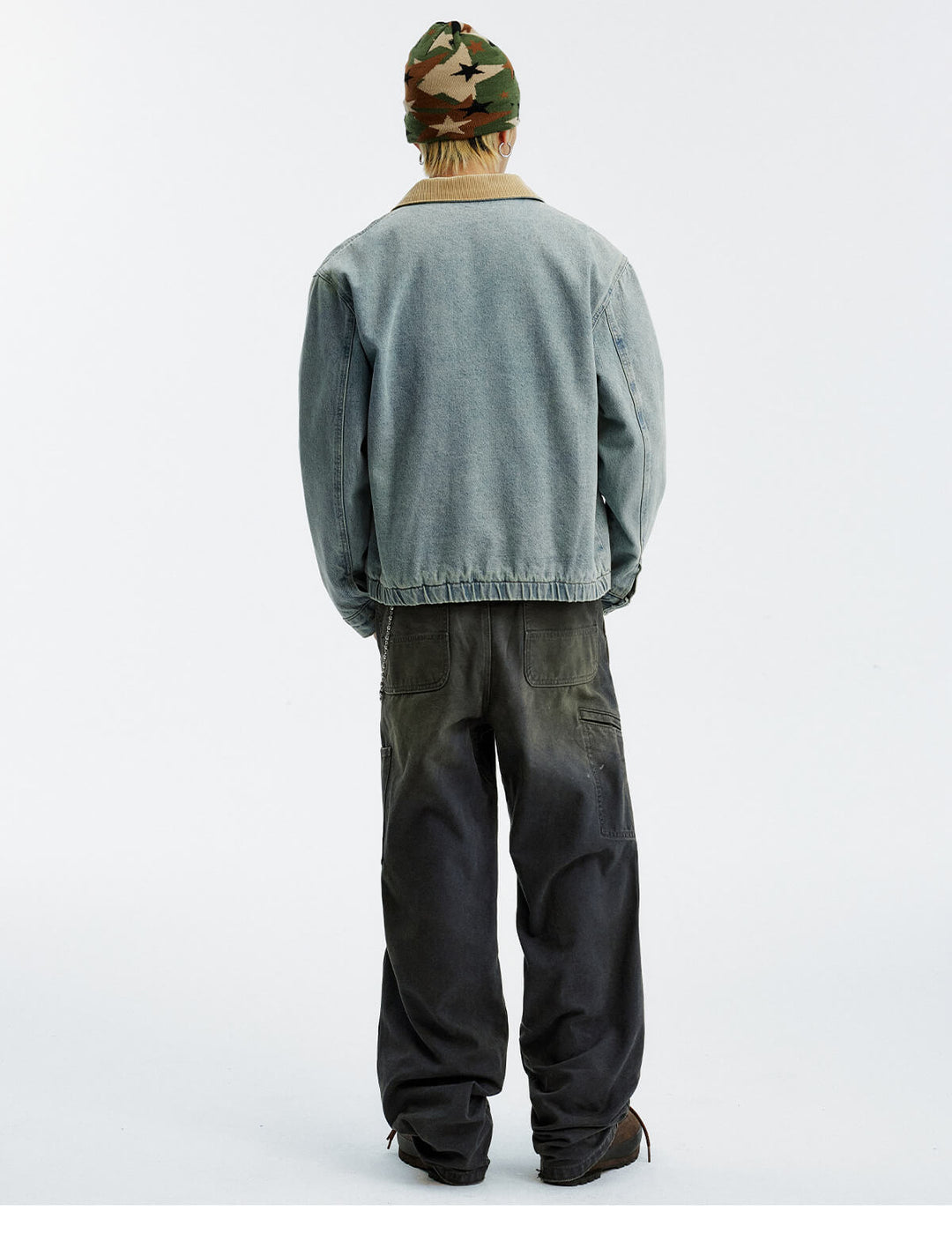 MEDM Corduroy Collar Washed Denim Jacket | Face 3 Face