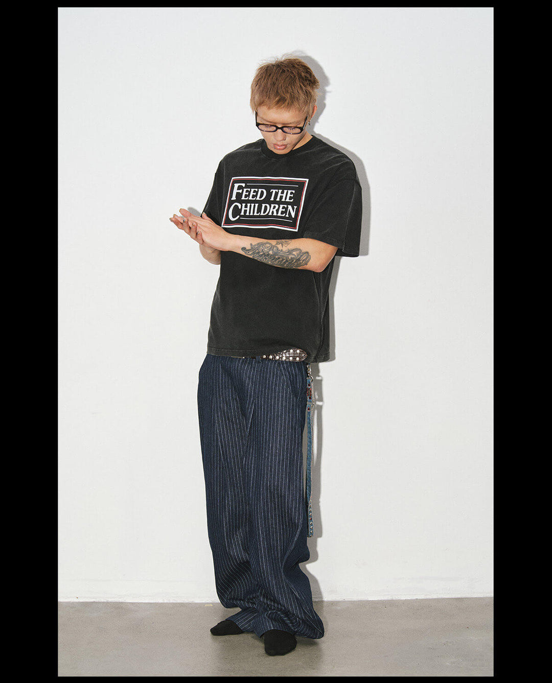 NOVACAM Striped Curved Baggy Jeans | Face 3 Face