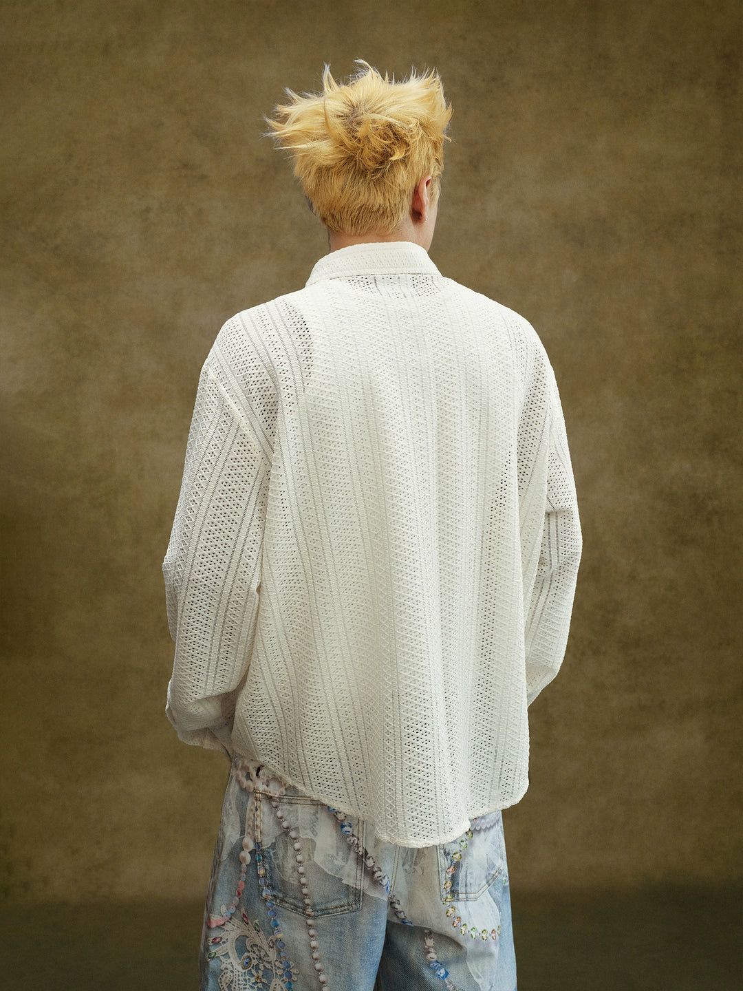 YADcrew Peace Dove Hollow Mesh Long Sleeve Shirt | Face 3 Face
