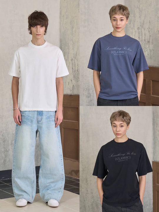 S45 Washed Distressed Letter Print Short Sleeve Tee