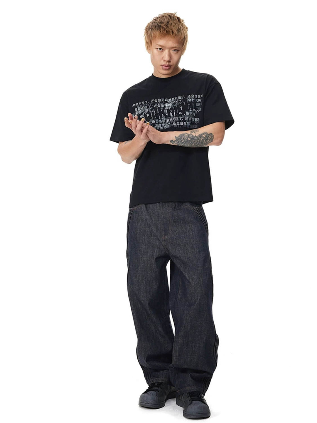 EVILKNIGHT(EK) Letter Graphic Print Short Sleeve Tee | Face 3 Face