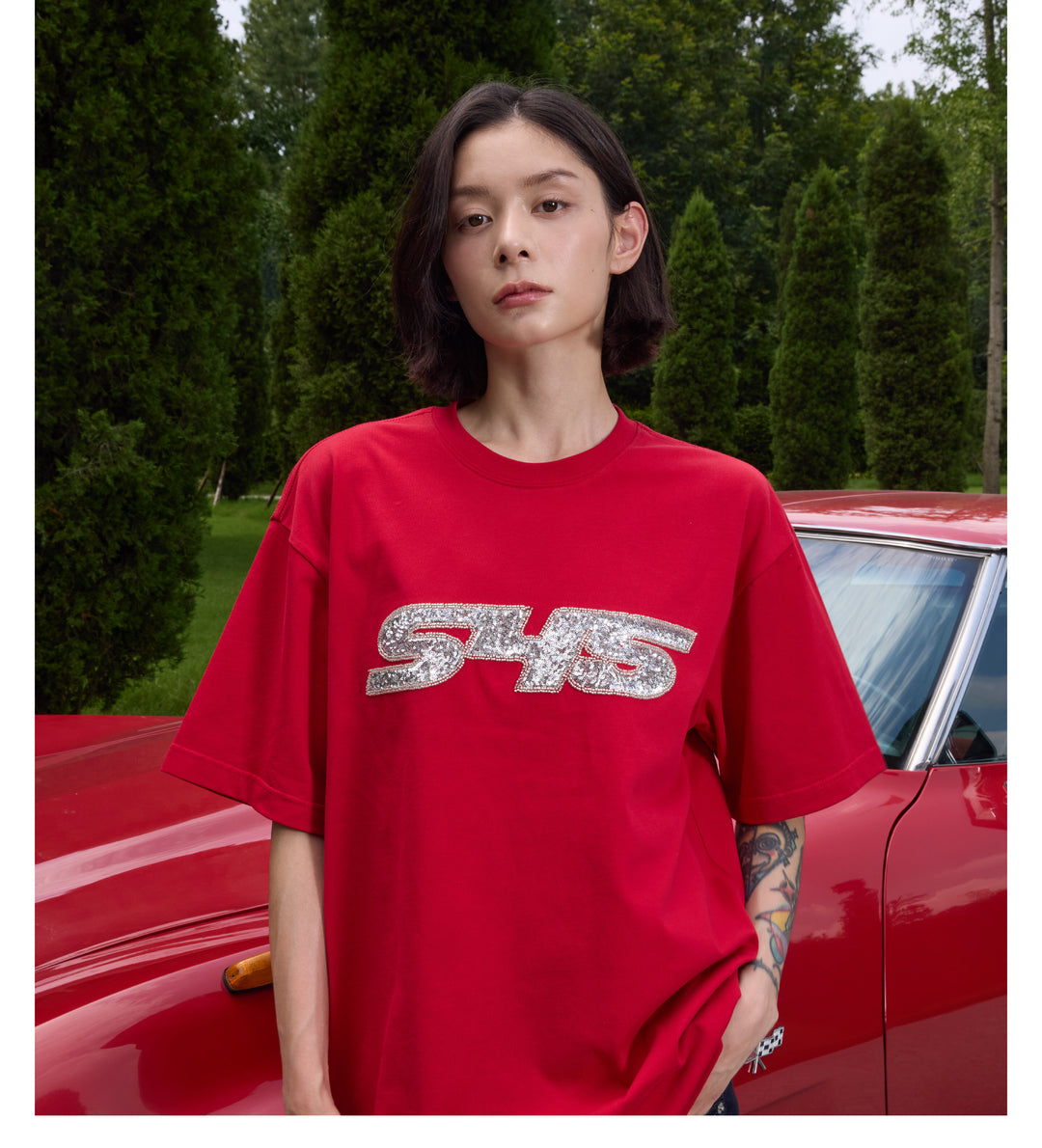 S45 Sequin Metal Logo Tee | Face 3 Face
