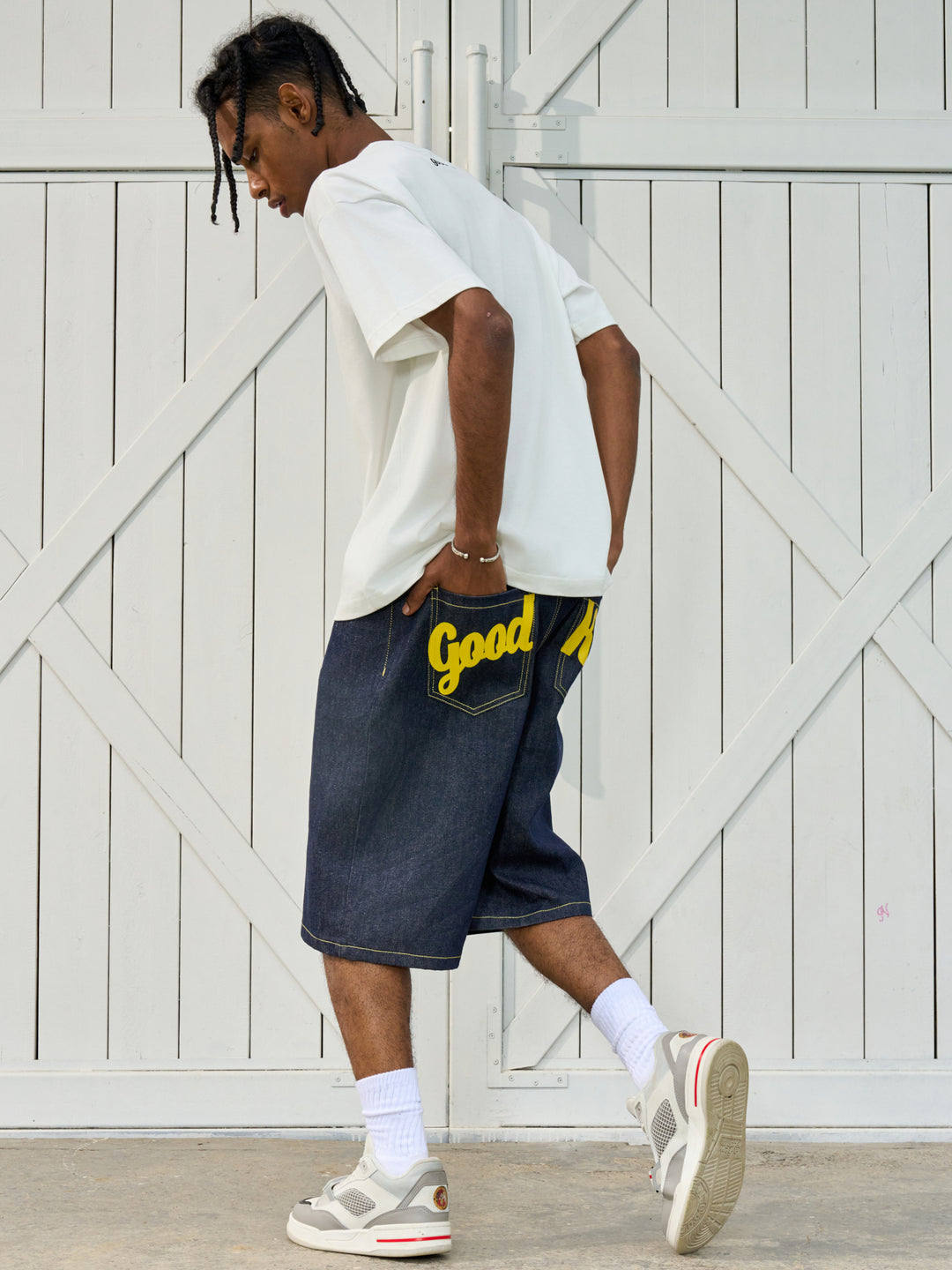 AFGK Color Print & Stitch Denim Shorts / Jorts | Face 3 Face