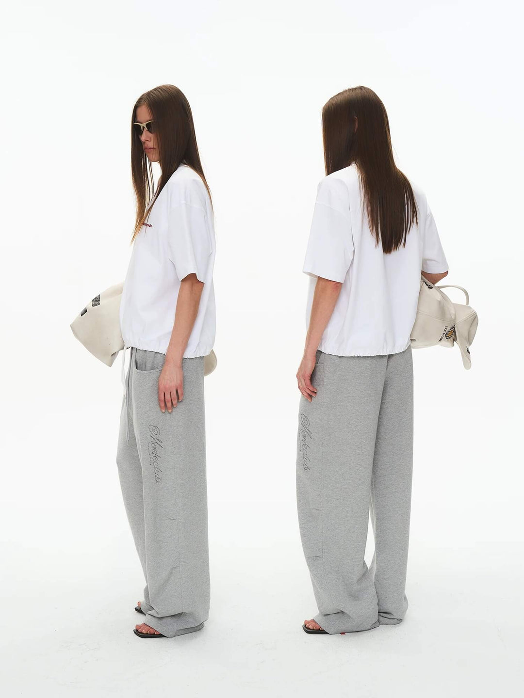 EXITMODE BY BLIND NO PLAN Dot Line Embroidered Baggy Sweatpants | Face 3 Face