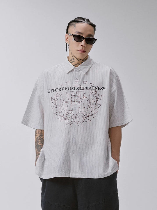 F2CE Stitch Stripe Vintage Print Short Sleeve Shirt | Face 3 Face