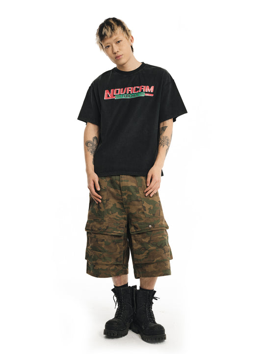 NOVACAM Logo Torches Vintage Print Backstitch Washed Tee | Face 3 Face