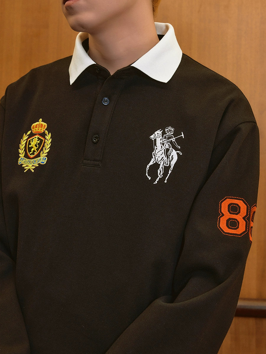 Harsh and Cruel Vintage Embroidered Long Sleeve Polo | Face 3 Face