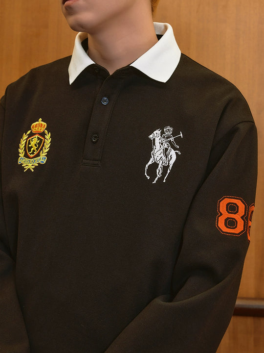 Harsh and Cruel Vintage Embroidered Long Sleeve Polo | Face 3 Face