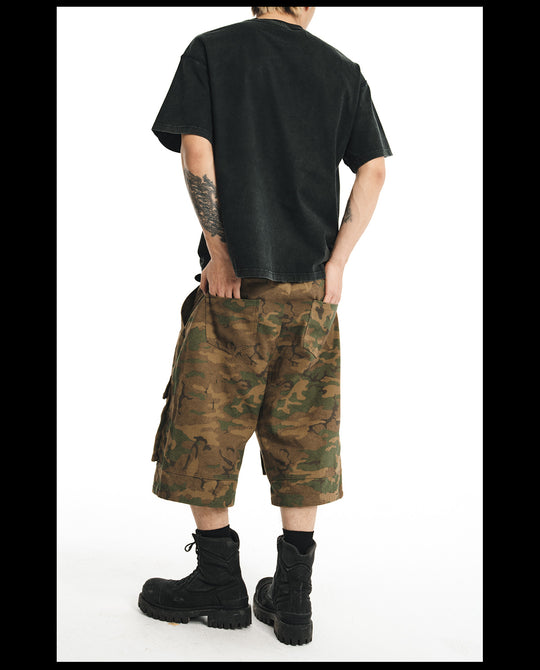 NOVACAM Camouflage & Black Baggy Work Cargo Shorts | Face 3 Face