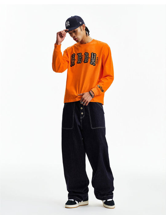 MEDM Leopard Print Logo Patch Long Sleeve Tee | Face 3 Face