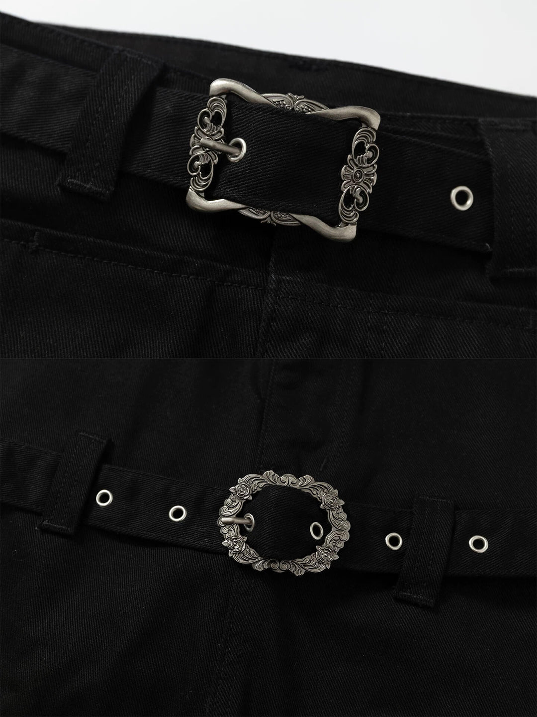 YADcrew Double Floral Buckle Belted Flared Pants | Face 3 Face