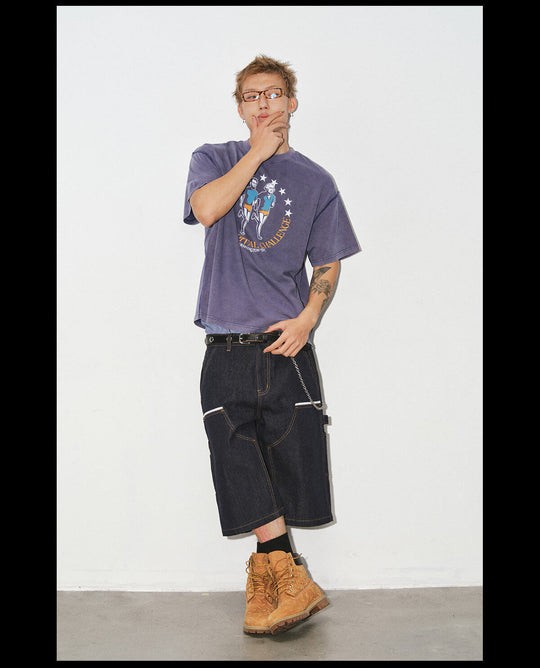 NOVACAM Running Graphic Print Washed Short Sleeve Tee | Face 3 Face